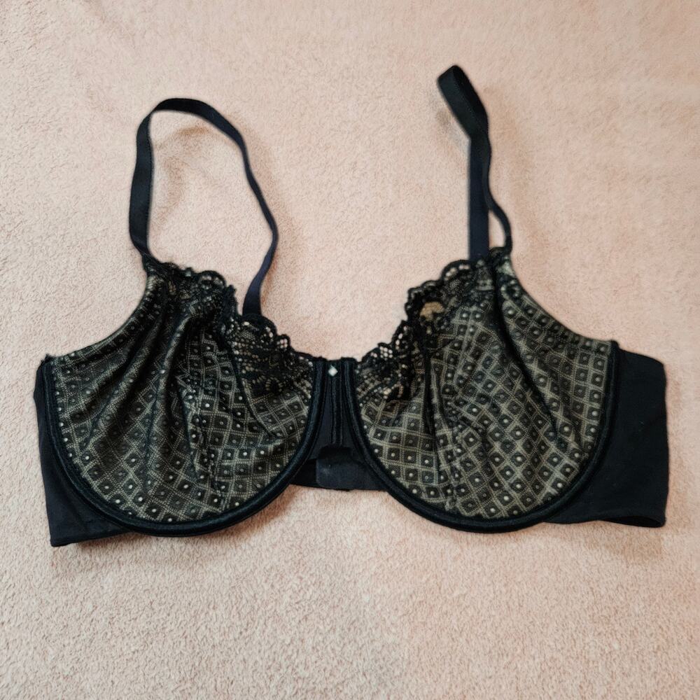 Simply Vera Wang Black Lace Smoothing Unlined Underwire Bra 40D #2185004